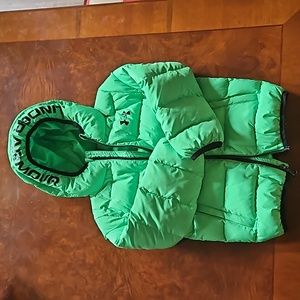 Underarmour light weight puffer - neon green. LIKE NEW